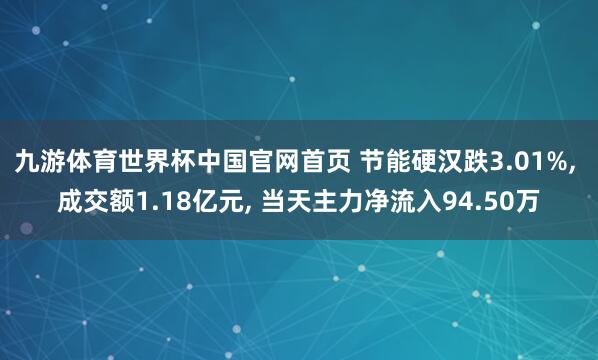 九游体育世界杯中国官网首页 节能硬汉跌3.01%， 成交额1.18亿元， 当天主力净流入94.50万
