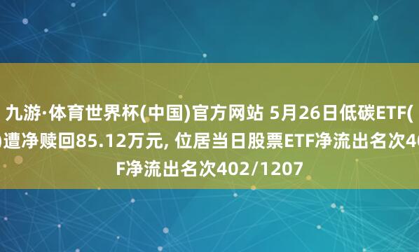 九游·体育世界杯(中国)官方网站 5月26日低碳ETF(159885)遭净赎回85.12万元， 位居当日股票ETF净流出名次402/1207