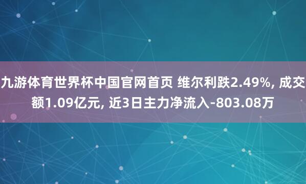 九游体育世界杯中国官网首页 维尔利跌2.49%, 成交额1.09亿元, 近3日主力净流入-803.08万