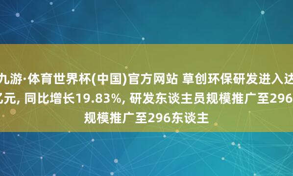 九游·体育世界杯(中国)官方网站 草创环保研发进入达2.12亿元， 同比增长19.83%， 研发东谈主员规模推广至296东谈主