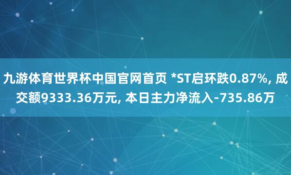九游体育世界杯中国官网首页 *ST启环跌0.87%， 成交额9333.36万元， 本日主力净流入-735.86万