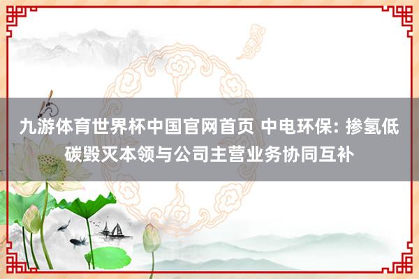 九游体育世界杯中国官网首页 中电环保: 掺氢低碳毁灭本领与公司主营业务协同互补
