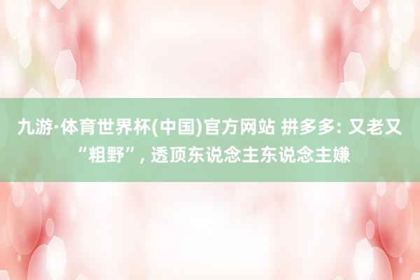 九游·体育世界杯(中国)官方网站 拼多多: 又老又 “粗野”， 透顶东说念主东说念主嫌