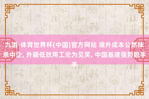 九游·体育世界杯(中国)官方网站 境外成本公然抹杀中企， 外籍低效用工沦为见笑， 中国基建强势脱手