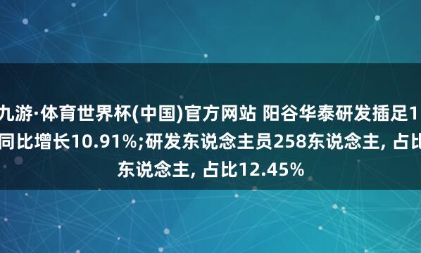 九游·体育世界杯(中国)官方网站 阳谷华泰研发插足1.28亿元， 同比增长10.91%;研发东说念主员258东说念主， 占比12.45%