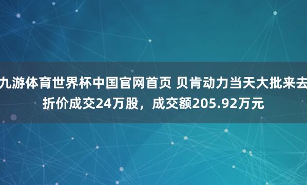 九游体育世界杯中国官网首页 贝肯动力当天大批来去折价成交24万股，成交额205.92万元