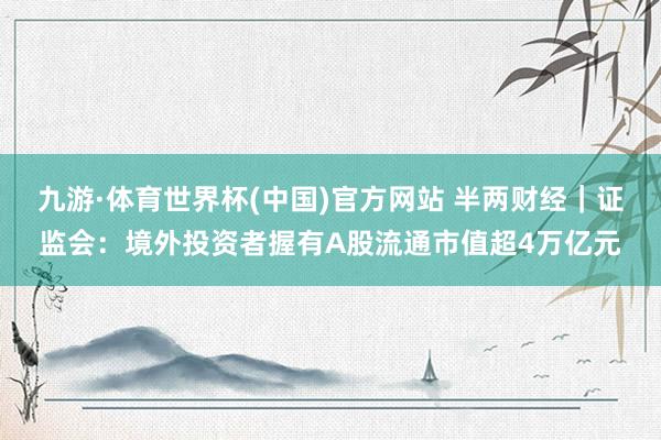 九游·体育世界杯(中国)官方网站 半两财经｜证监会：境外投资者握有A股流通市值超4万亿元
