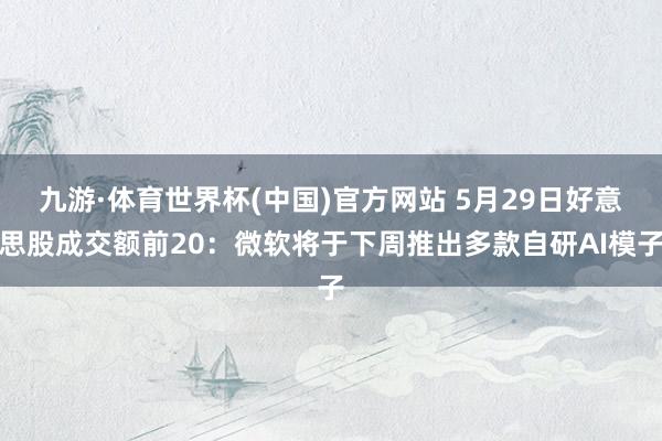 九游·体育世界杯(中国)官方网站 5月29日好意思股成交额前20：微软将于下周推出多款自研AI模子